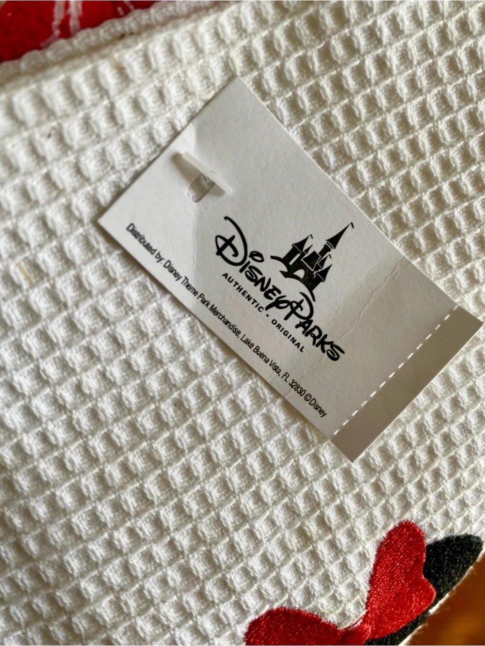 *NWT* Disney White Waffle Kitchen Towel with Red, Black & Yellow Accents